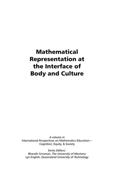 Produktbild: Mathematical Representation at the Interface of Body and Culture