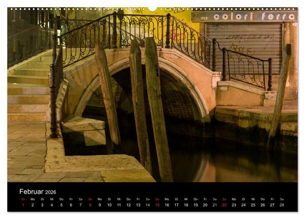 Produktbild: Venedig bei Nacht (hochwertiger Premium Wandkalender 2026 DIN A2 quer), Kunstdruck in Hochglanz