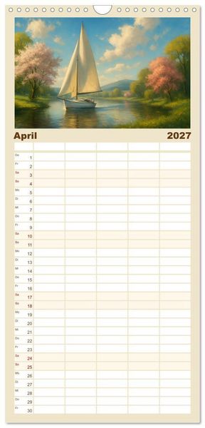 Produktbild: Familienplaner 2027 - Wind bewegt die Welt mit 5 Spalten (Wandkalender, 21 x 45 cm) CALVENDO
