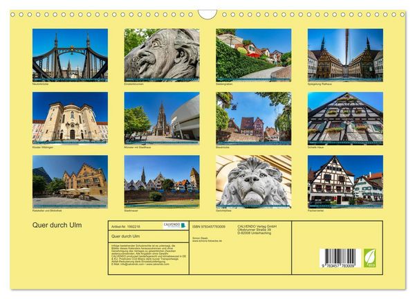 Produktbild: Quer durch Ulm (Wandkalender 2026 DIN A3 quer), CALVENDO Monatskalender