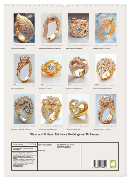 Produktbild: Glanz und Brillanz. Exklusive Goldringe mit Brillianten (hochwertiger Premium Wandkalender 2026 DIN A2 hoch), Kunstdruck in Hochglanz