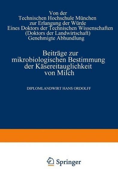 Produktbild: Beitr&auml;ge zur mikrobiologischen Bestimmung der K&auml;sereitauglichkeit von Milch