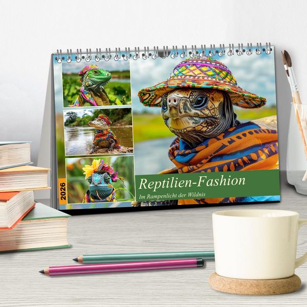 Produktbild: Reptilien-Fashion. Im Rampenlicht der Wildnis (Tischkalender 2026 DIN A5 quer), CALVENDO Monatskalender