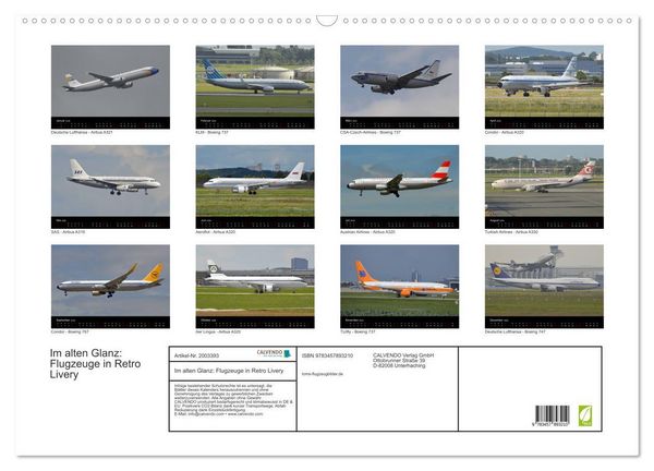 Produktbild: Im alten Glanz: Flugzeuge in Retro Livery (Wandkalender 2026 DIN A2 quer), CALVENDO Monatskalender