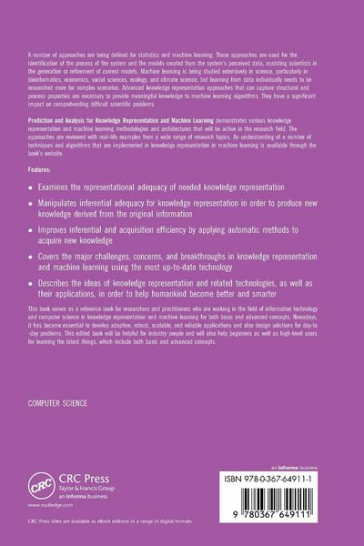 Produktbild: Prediction and Analysis for Knowledge Representation and Machine Learning