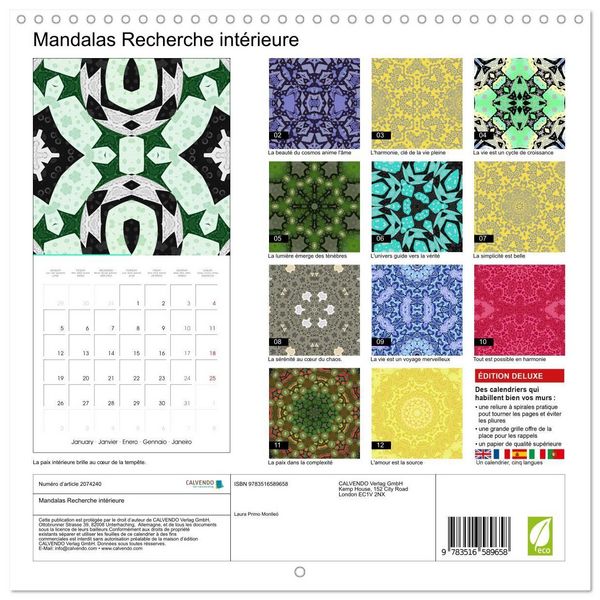 Produktbild: Mandalas Recherche int&eacute;rieure (Calendrier mural carr&eacute; 2026 30x30 cm) Calendrier double avec une page pour vos prises de notes