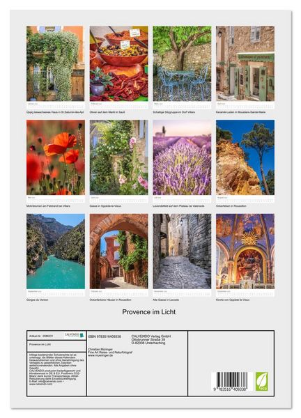 Produktbild: Provence im Licht (hochwertiger Premium Wandkalender 2026 DIN A2 hoch), Kunstdruck in Hochglanz