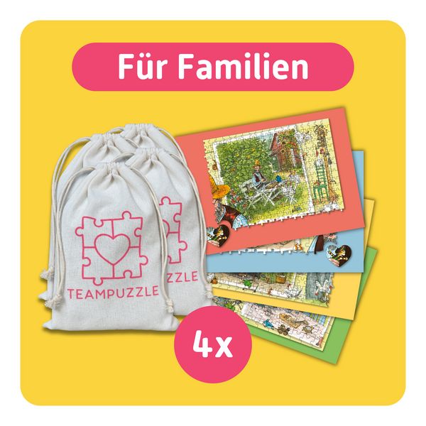 Produktbild: TEAMPUZZLE &ndash; Petersson und Findus &ndash; 600 Teile &ndash; Puzzle mit gro&szlig;en & kleinen Teilen