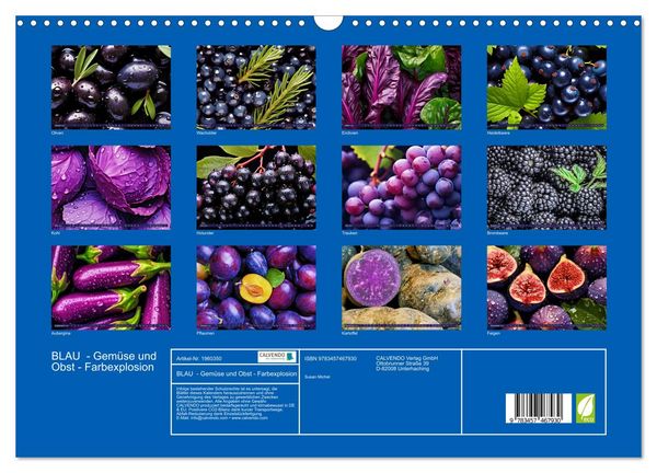 Produktbild: BLAU - Gem&uuml;se und Obst - Farbexplosion (Wandkalender 2026 DIN A3 quer), CALVENDO Monatskalender