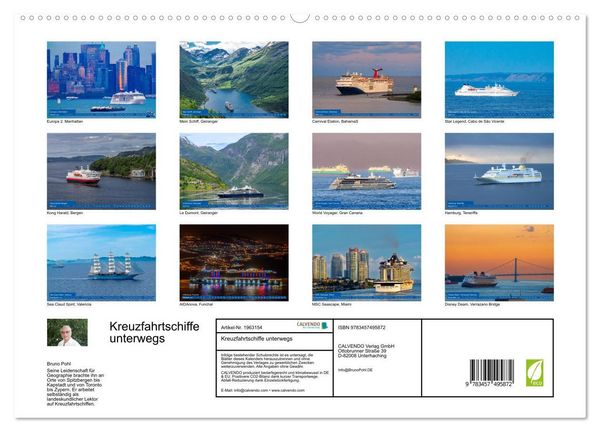 Produktbild: Kreuzfahrtschiffe unterwegs (hochwertiger Premium Wandkalender 2026 DIN A2 quer), Kunstdruck in Hochglanz
