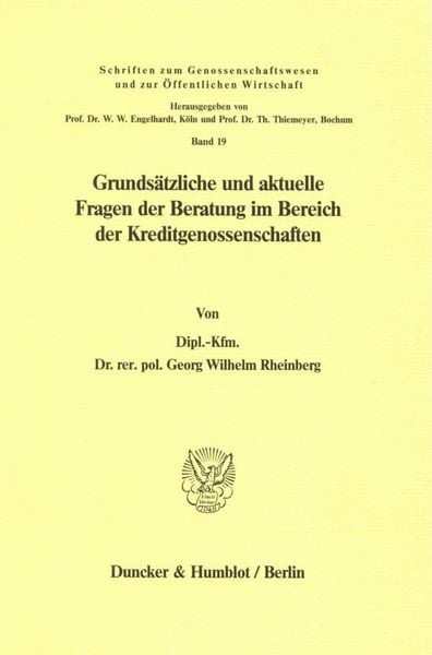 Produktbild: Grunds&auml;tzliche und aktuelle Fragen der Beratung im Bereich der Kreditgenossenschaften.