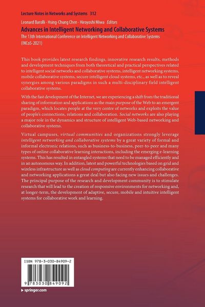 Produktbild: Advances in Intelligent Networking and Collaborative Systems