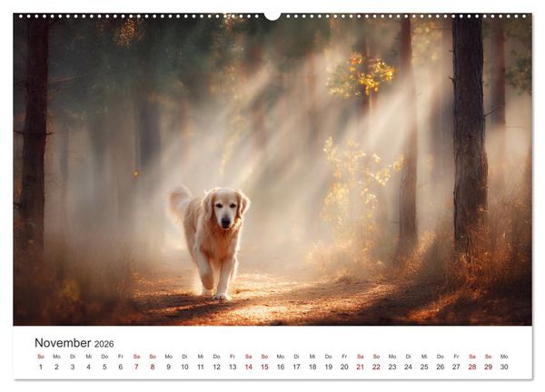 Produktbild: Herz aus Gold - Retriever zum Verlieben (hochwertiger Premium Wandkalender 2026 DIN A2 quer), Kunstdruck in Hochglanz