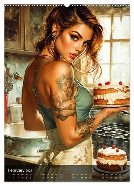 Produktbild: Tattoo Girls and Cakes (Wall Calendar 2026 DIN A2 portrait), CALVENDO 12 Month Wall Calendar