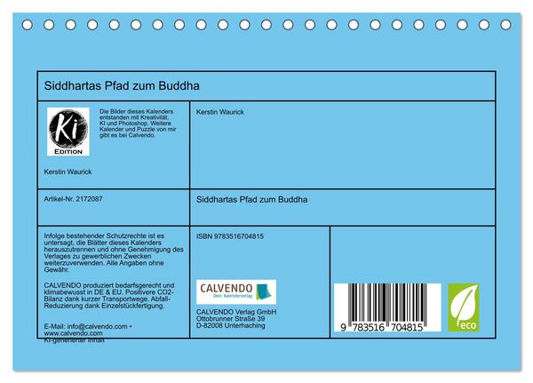 Produktbild: Siddhartas Pfad zum Buddha (Tischkalender 2026 DIN A5 quer), CALVENDO Monatskalender