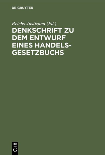Produktbild: Denkschrift zu dem Entwurf eines Handelsgesetzbuchs