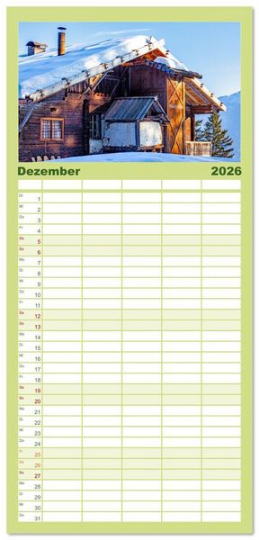 Produktbild: Familienplaner 2026 - Ultental Wundersch&ouml;ne alte Bauernh&auml;user mit 5 Spalten (Wandkalender, 21 x 45 cm) CALVENDO