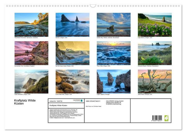 Produktbild: Kraftplatz Wilde K&uuml;sten (Wandkalender 2026 DIN A2 quer), CALVENDO Monatskalender