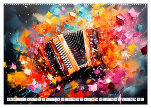 Produktbild: Musical Instruments CHARMING MODERN PRESENTATION (High Quality Premium Wall Calendar 2026 DIN A2 landscape),CALVENDO 12 Month Wall Calendar