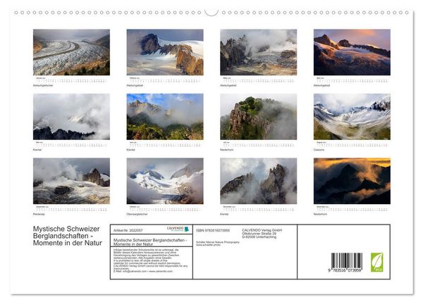 Produktbild: Mystische Schweizer Berglandschaften - Momente in der Natur (hochwertiger Premium Wandkalender 2026 DIN A2 quer), Kunstdruck in Hochglanz
