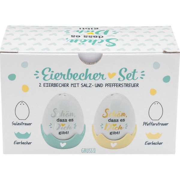 Eierbecher-Streuer-Set "Schön, dass es dich gibt"