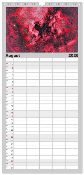 Produktbild: Familienplaner 2026 - Farbiges Weltall mit 5 Spalten (Wandkalender, 21 x 45 cm) CALVENDO