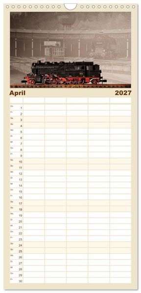 Produktbild: Familienplaner 2027 - Dampflokomotiven in Spur N mit 5 Spalten (Wandkalender, 21 x 45 cm) CALVENDO