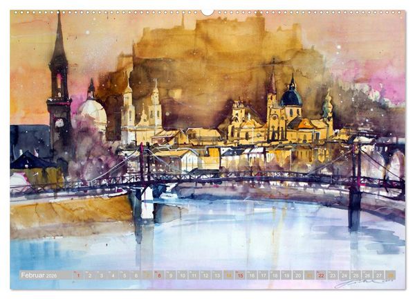Produktbild: Aquarelle aus der Mozartstadt Salzburg (Wandkalender 2026 DIN A2 quer), CALVENDO Monatskalender