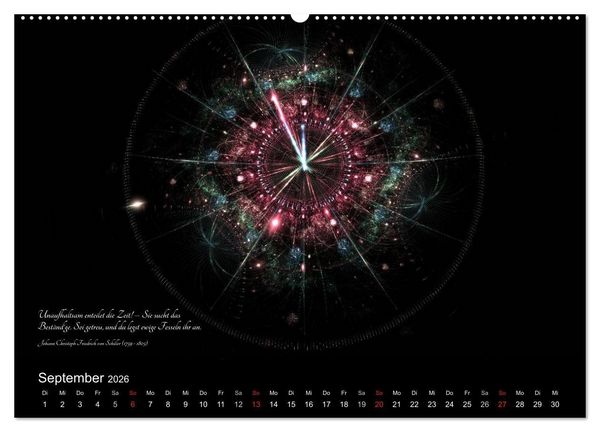 Produktbild: Zeit 2026 - Grafiken und Zitate (Wandkalender 2026 DIN A2 quer), CALVENDO Monatskalender