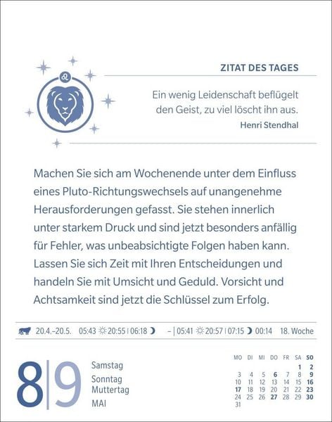 Produktbild: L&ouml;we Sternzeichenkalender 2027 - Tagesabrei&szlig;kalender - Ihr Horoskop f&uuml;r jeden Tag