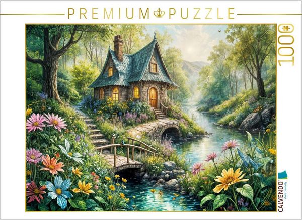 Produktbild: CALVENDO Puzzle Vertr&auml;umtes Feenhaus am Bach | 1000 Teile Lege-Gr&ouml;&szlig;e 64x48cm Foto-Puzzle f&uuml;r gl&uuml;ckliche Stunden