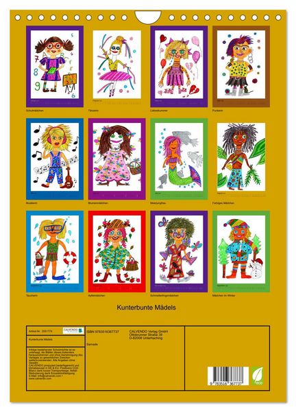 Produktbild: Kunterbunte M&auml;dels (Wandkalender 2026 DIN A4 hoch), CALVENDO Monatskalender