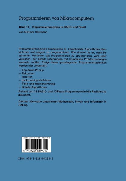 Produktbild: Programmierprinzipien in BASIC und Pascal