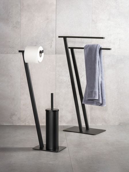 Produktbild: Stand WC-Garnitur Mod. Lirio Schwarz matt, mit viereckiger Bodenplatte