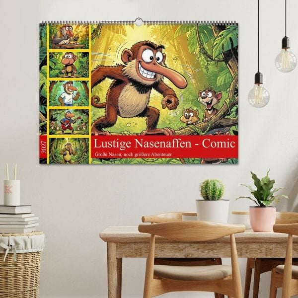 Produktbild: Lustige Nasenaffen - Comic (Wandkalender 2027 DIN A2 quer), CALVENDO Monatskalender