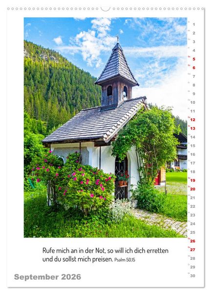 Produktbild: Kapellen mit Bibelzitaten (hochwertiger Premium Wandkalender 2026 DIN A2 hoch), Kunstdruck in Hochglanz