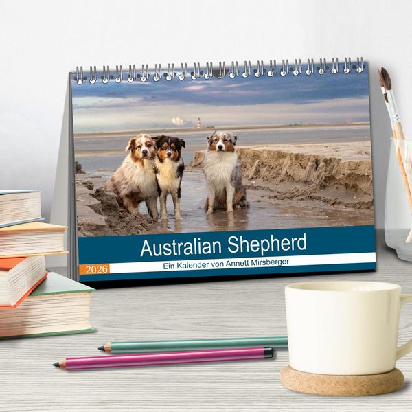Produktbild: Australian Shepherd 2026 (Tischkalender 2026 DIN A5 quer), CALVENDO Monatskalender