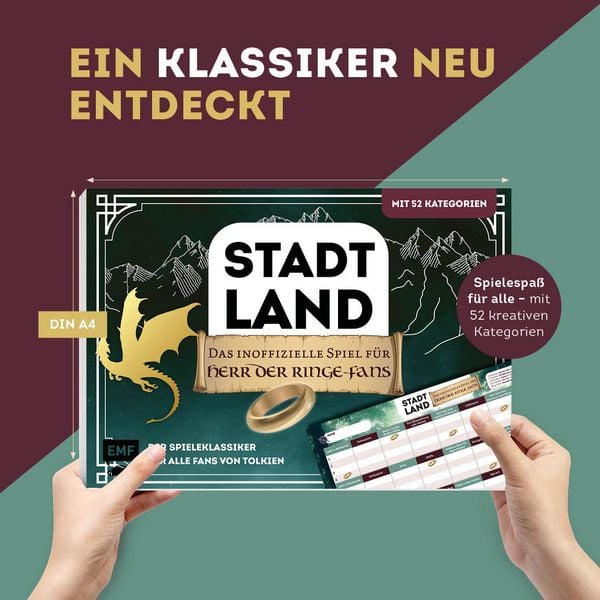 Produktbild: Stadt, Land, das inoffizielle Spiel f&uuml;r Herr der Ringe-Fans &ndash; Der Spieleklassiker f&uuml;r alle Fans von Tolkien