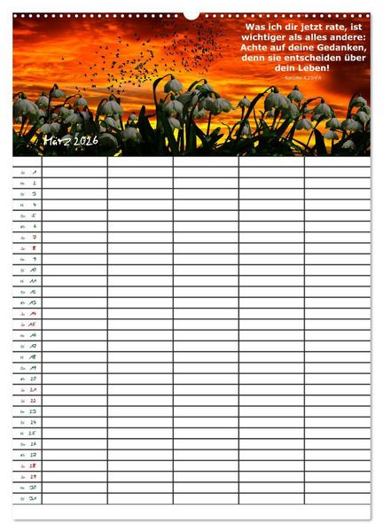 Produktbild: ein Planer mit biblischer Weisheit aus den Spr&uuml;chen Salomos (Wandkalender 2026 DIN A2 hoch), CALVENDO Monatskalender