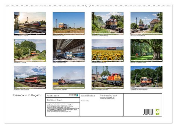 Produktbild: Eisenbahn in Ungarn (Wandkalender 2026 DIN A2 quer), CALVENDO Monatskalender