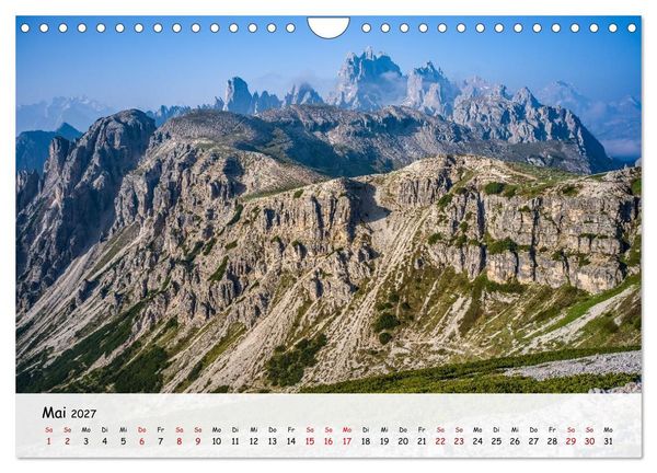 Produktbild: Drei Zinnen-Wanderung: Vom Misurinasee bis nach oben zum Rienzplateau (Wandkalender 2027 DIN A4 quer), CALVENDO Monatskalender