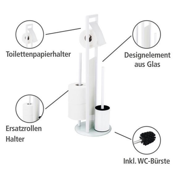 Produktbild: Stand WC-Garnitur Mod. Ravina Wei&szlig;, 3-in-1 Funktion mit Ersatzrollenhalter