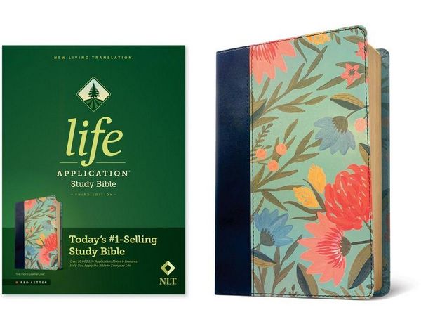 Produktbild: NLT Life Application Study Bible, Third Edition (Leatherlike, Teal Floral, Red Letter)
