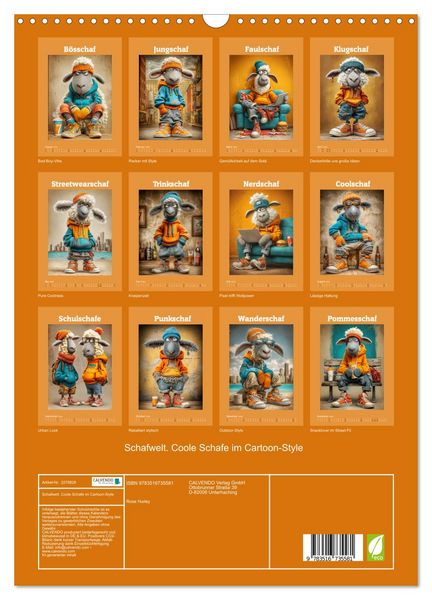 Produktbild: Schafwelt. Coole Schafe im Cartoon-Style (Wandkalender 2026 DIN A3 hoch), CALVENDO Monatskalender