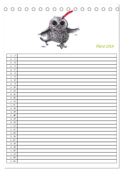 Produktbild: Tieronisch Eulen (Tischkalender 2026 DIN A5 hoch), CALVENDO Monatskalender