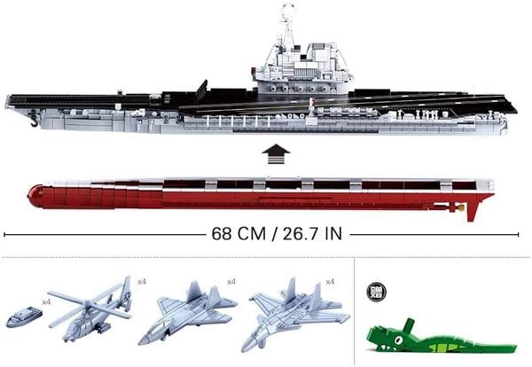 Sluban M38-B0698 - Model Bricks, Army, Großer Flugzeugträger II, Bausatz, Klemmbausteine
