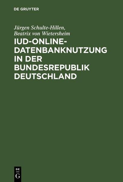 Produktbild: IuD-online-Datenbanknutzung in der Bundesrepublik Deutschland