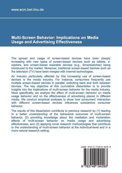 Produktbild: Multi-Screen Behavior: Implications on Media Usage and Advertising Effectiveness