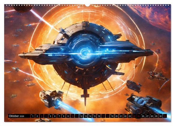 Produktbild: Futuristische Weltraumschlachten (hochwertiger Premium Wandkalender 2026 DIN A2 quer), Kunstdruck in Hochglanz