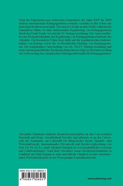 Produktbild: Die Regulierung internationaler Ratingagenturen in der EU und den USA